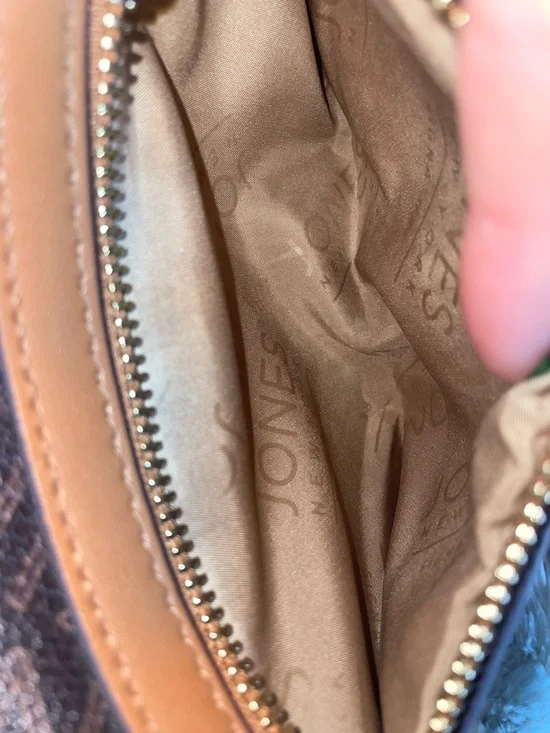 VINTAGE Jones New York Brown Crossbody Bag with Tan Trim - Picture 7 of 9